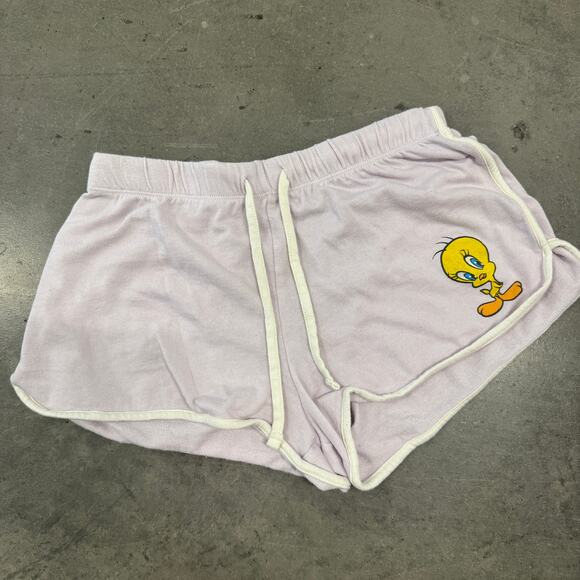 Vintage Y2k Looney Tunes Tweety Pink Sweat Shorts Mini Micro Athletic XL - Picture 1 of 5